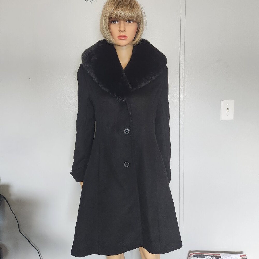 #647 Polyester/ fox fur coat